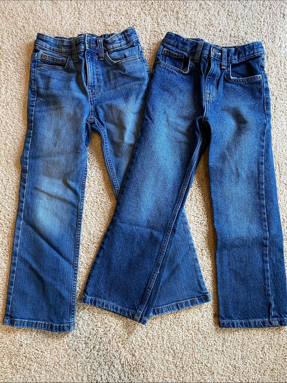 Cat & Jack Girls' Flare Jeans in Light and Dark Blue Wash